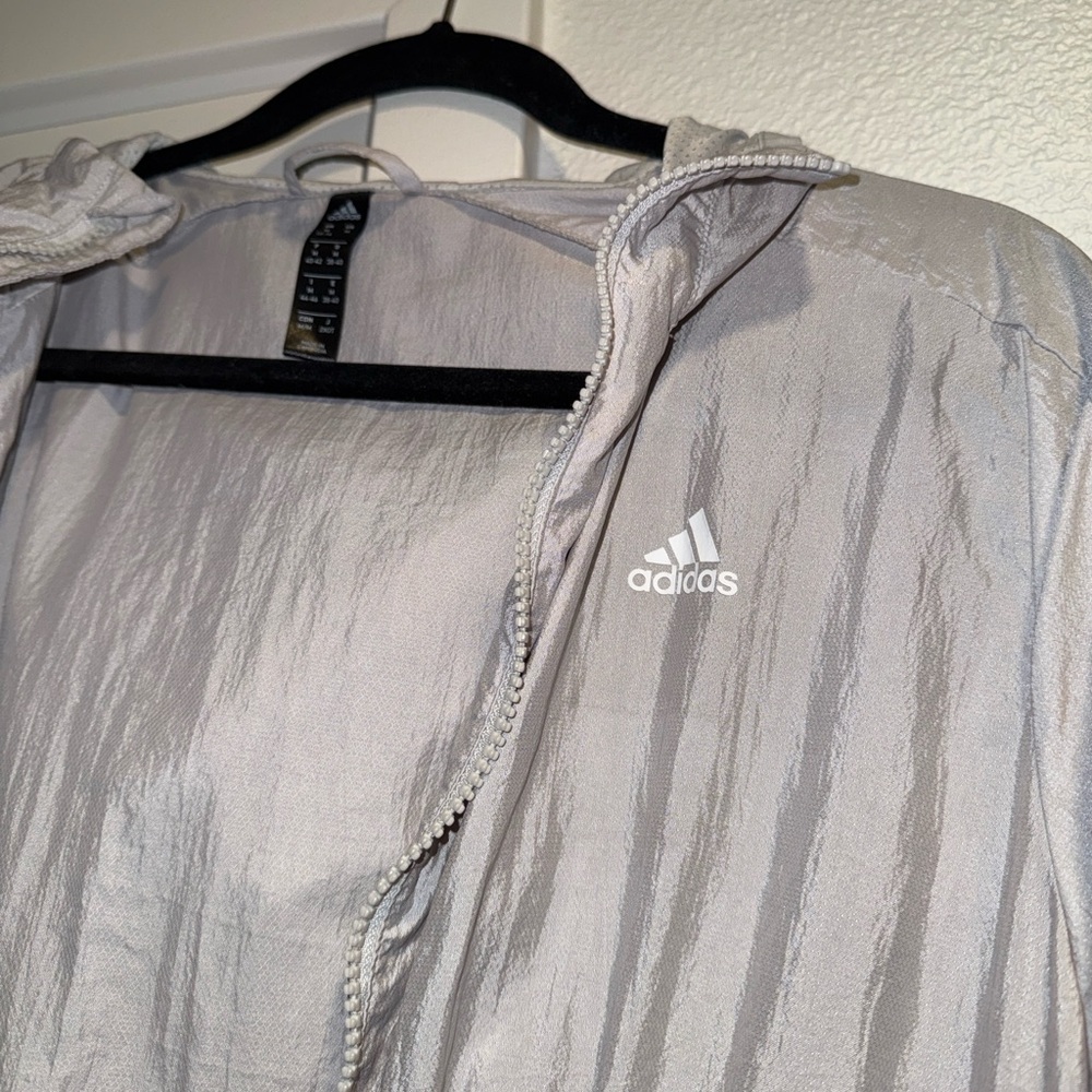 Adidas Light Gray Windbreaker Jacket